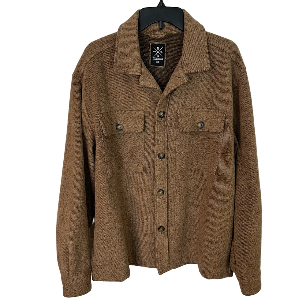 North Western MFG Co. Men's Large Brown Shirt Jacket Shacket Coat Pockets Spring